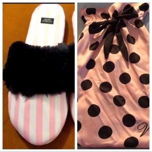 VICTORIA’S SECRET SLIPPERS•FAUX FUR TRIM•sz M